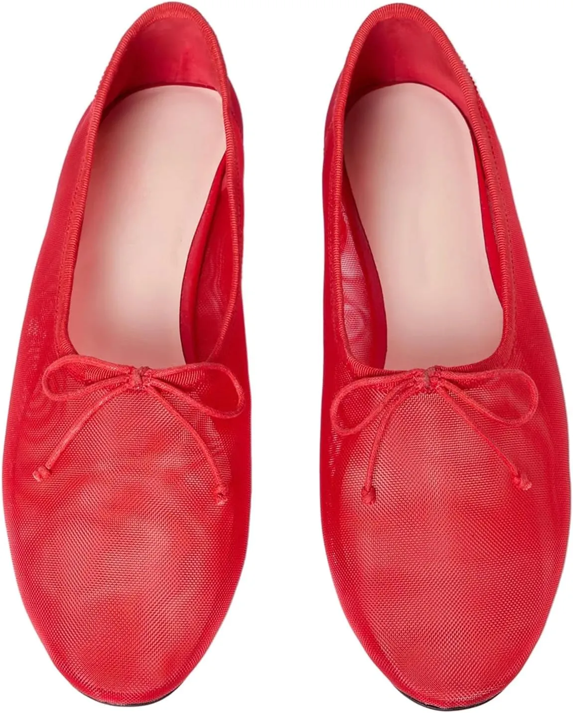 UBWDU Mesh Ballet Flats for Women Round Closed Toe Mary Jane Flats Ballerina Shoes with Bow