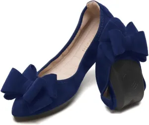 Unifizz Womens Foldable Ballet Flats Casual Pointed Toe Comfort Soft Suede Slip On Dress Shoes Nude Flats Roll Up Shoes