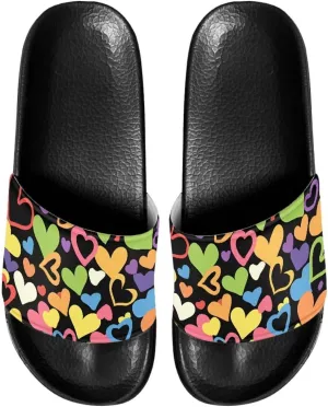Unisex Slide Sandals with Soft Footbed Comfort Slides for Women and Men, Slide Sandals Leather Size 6-13.5