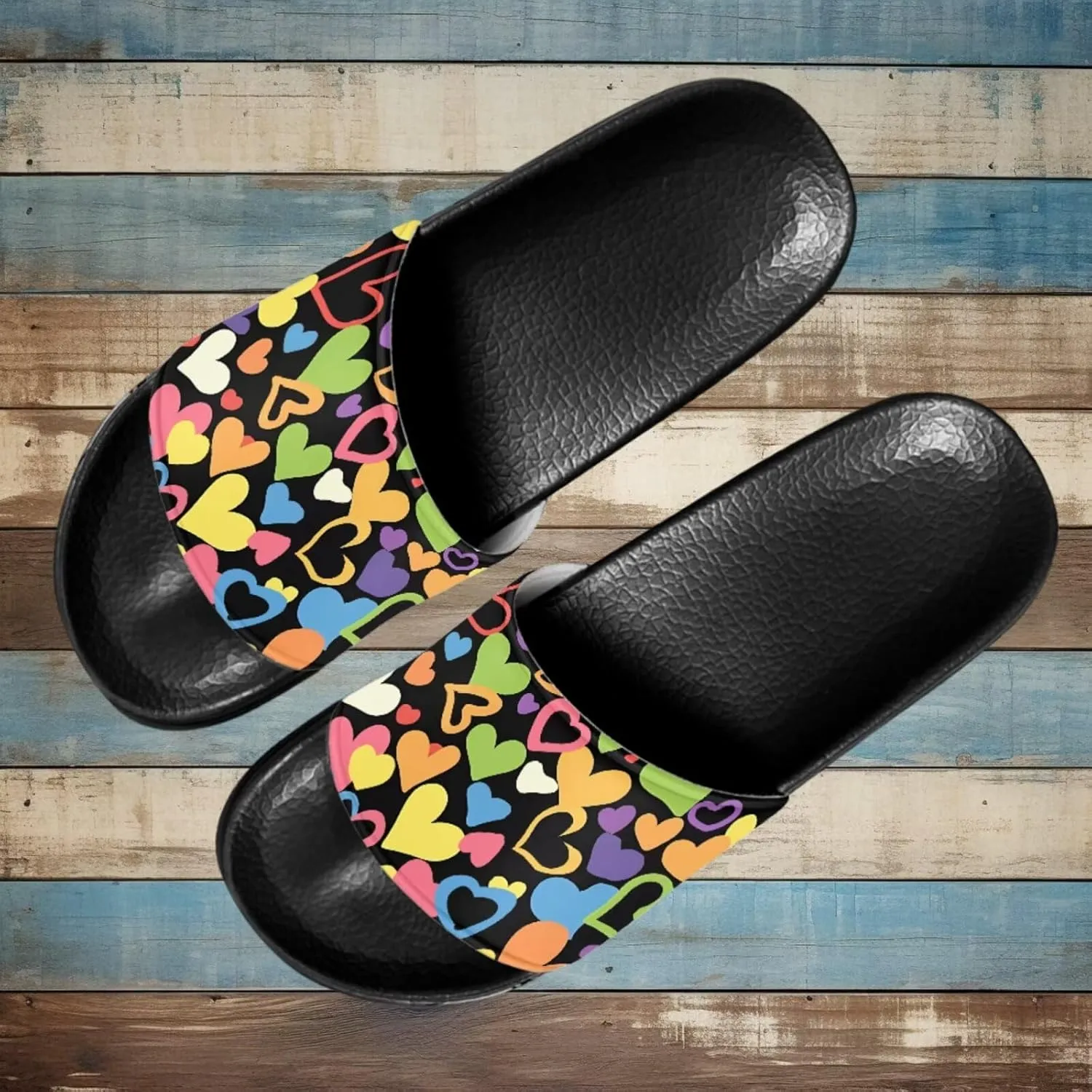 Unisex Slide Sandals with Soft Footbed Comfort Slides for Women and Men, Slide Sandals Leather Size 6-13.5