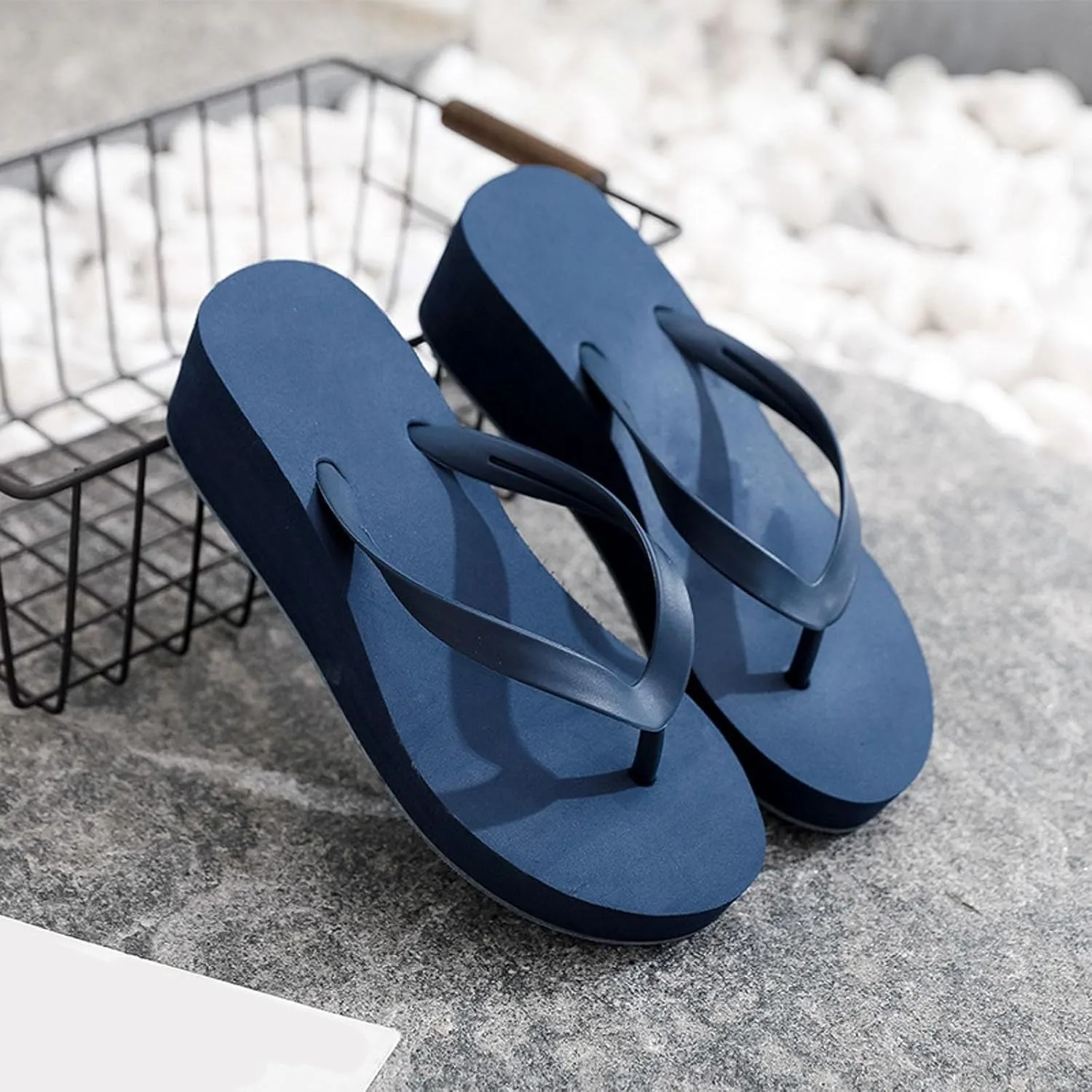 Wedge Flip Flops for Women Beach Shoes Ladies Heighten Wedges Platform Bohemian Slippers Clip Toe Sandals, 9
