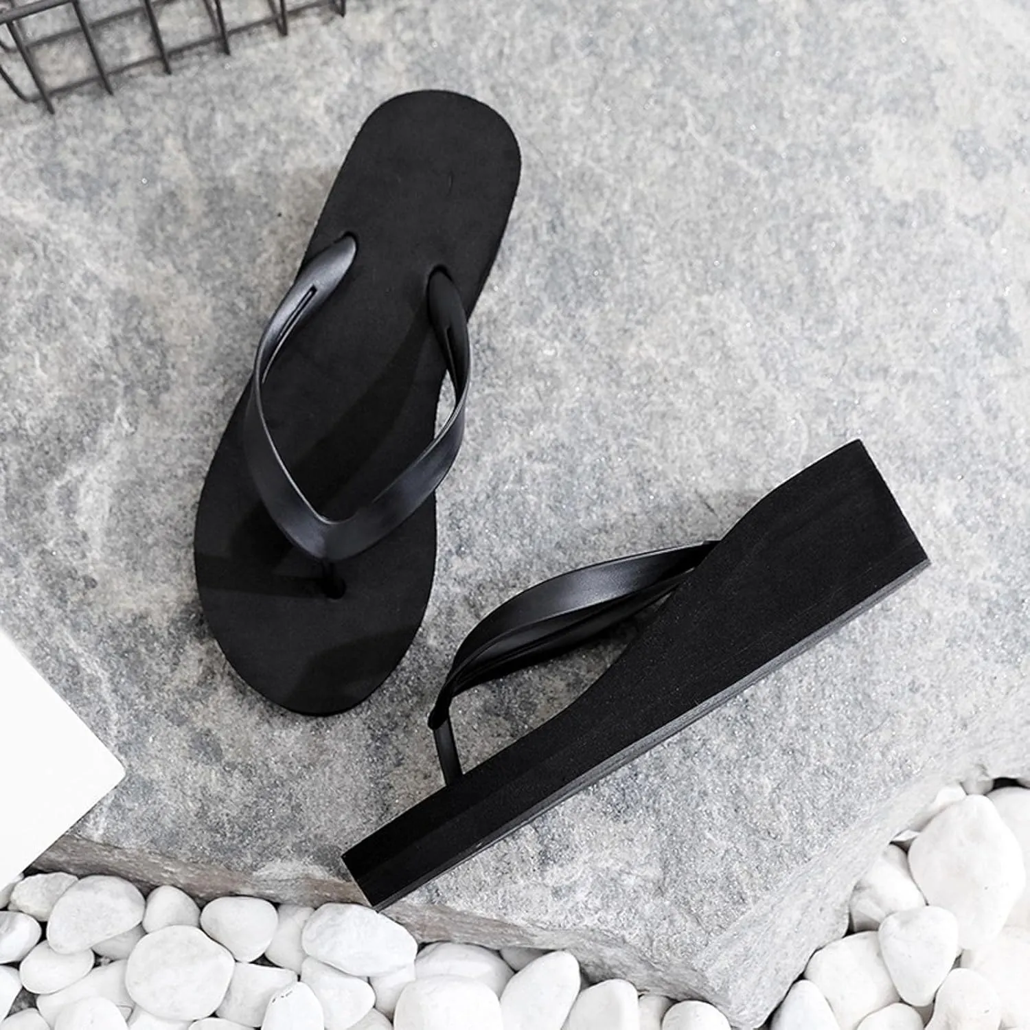 Wedge Flip Flops for Women Beach Shoes Ladies Heighten Wedges Platform Bohemian Slippers Clip Toe Sandals, 9