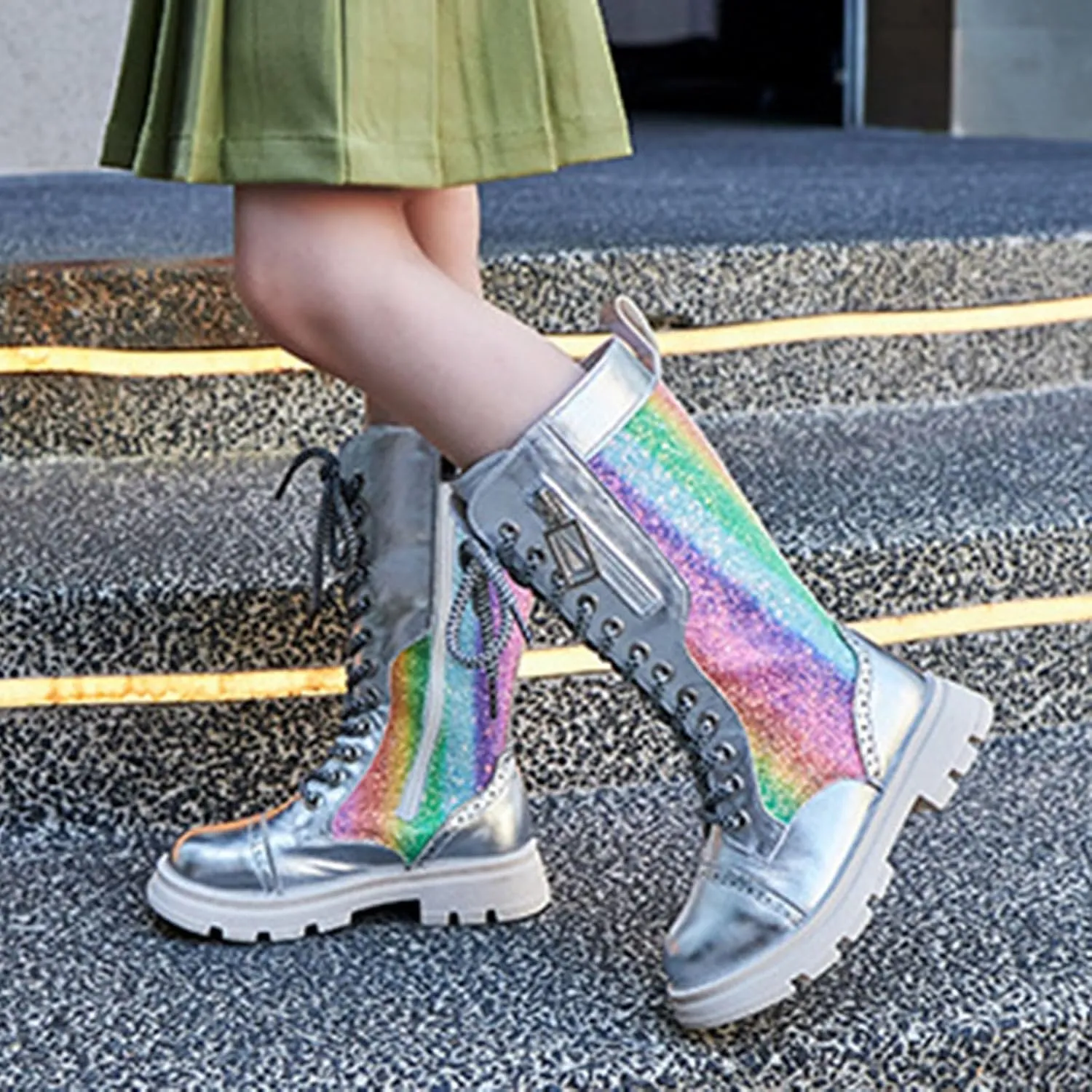 Winter Boots Long Boots Girls Mid Calf Riding Shoes Combat Winter Boots Fashion Western Boots Outdoor Boots