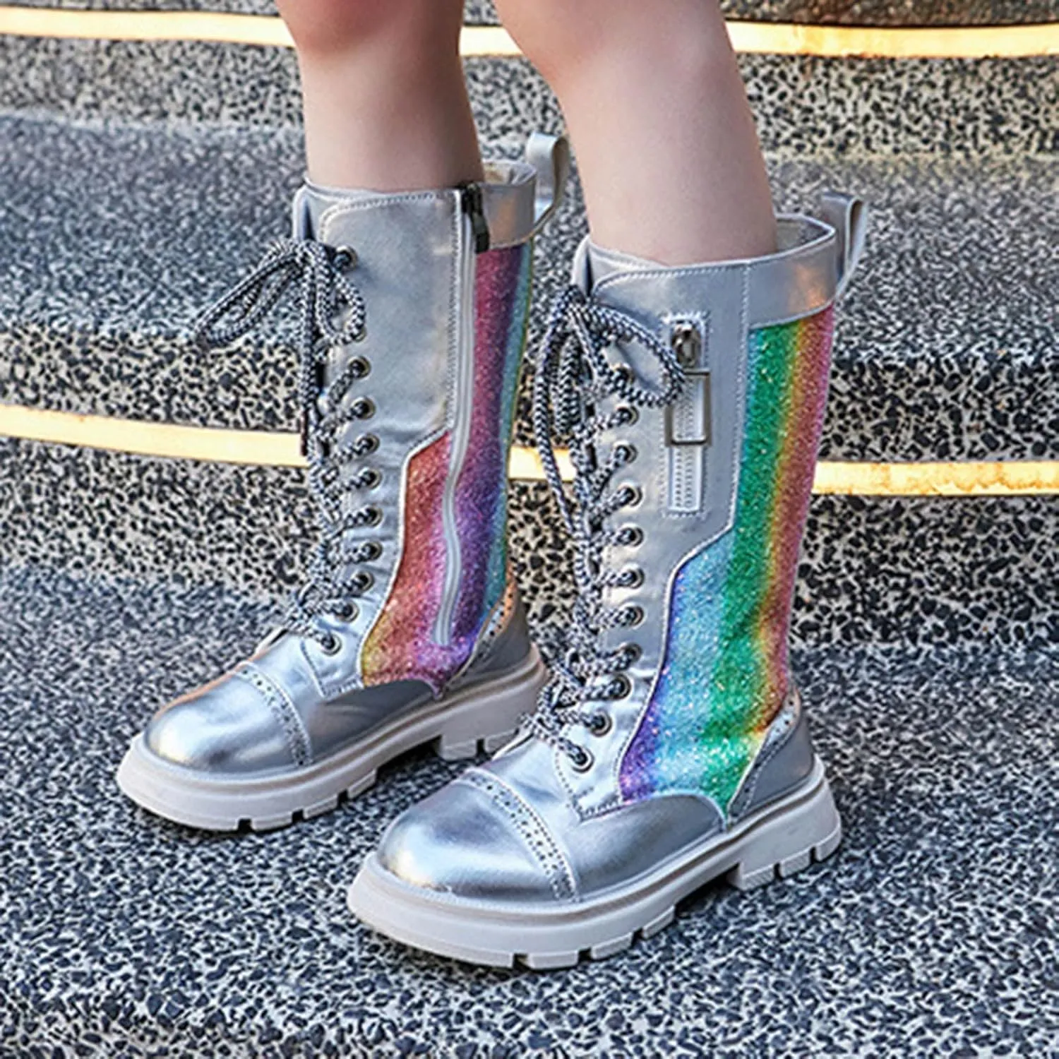 Winter Boots Long Boots Girls Mid Calf Riding Shoes Combat Winter Boots Fashion Western Boots Outdoor Boots