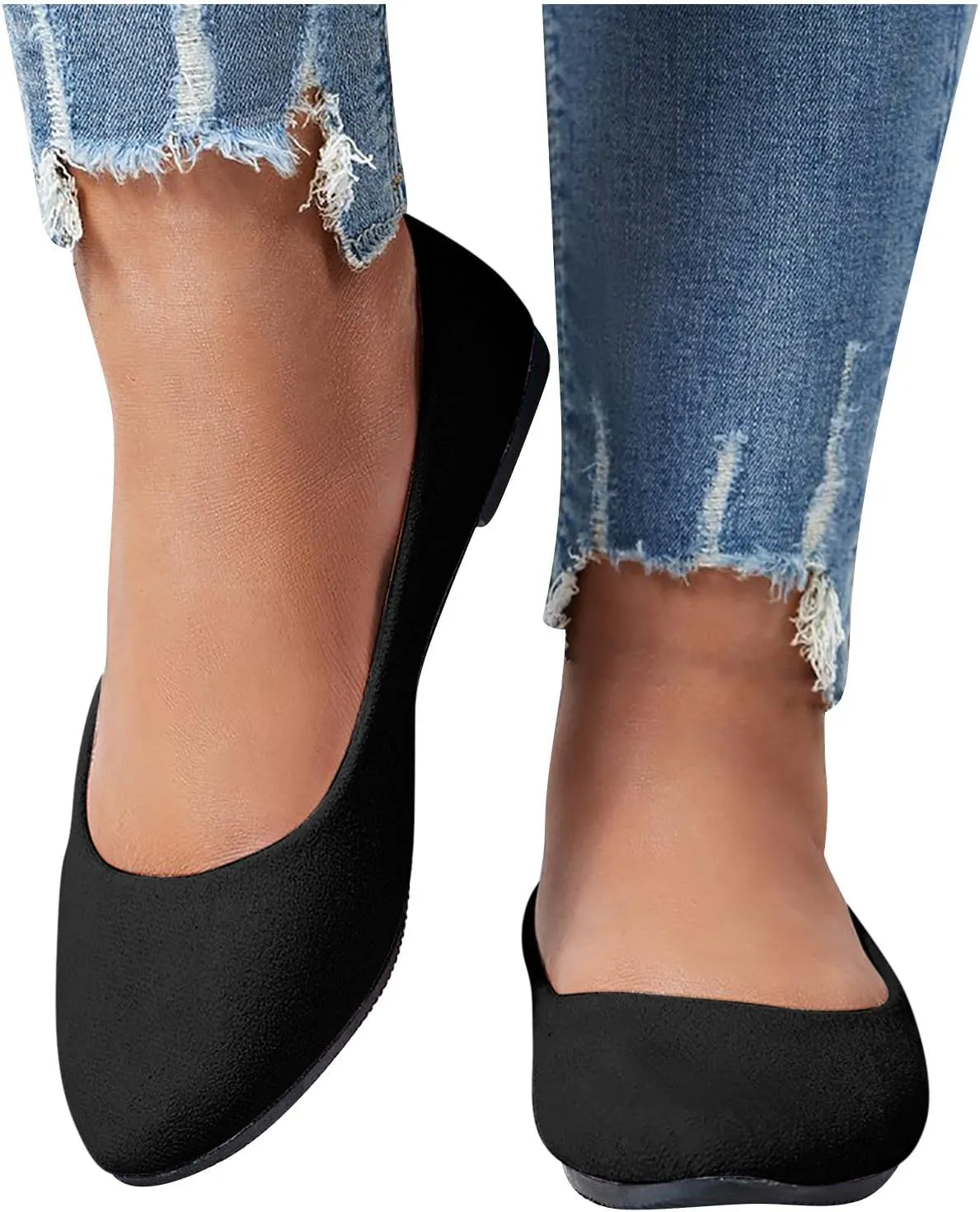 Women Flat Shoes Slip On Comfortable Walking Ballerina Shoes Cute Ballet Flats Ladies Portable Pumps Low Wedge Loafers