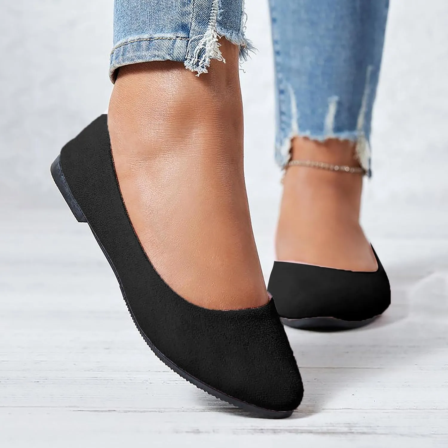 Women Flat Shoes Slip On Comfortable Walking Ballerina Shoes Cute Ballet Flats Ladies Portable Pumps Low Wedge Loafers