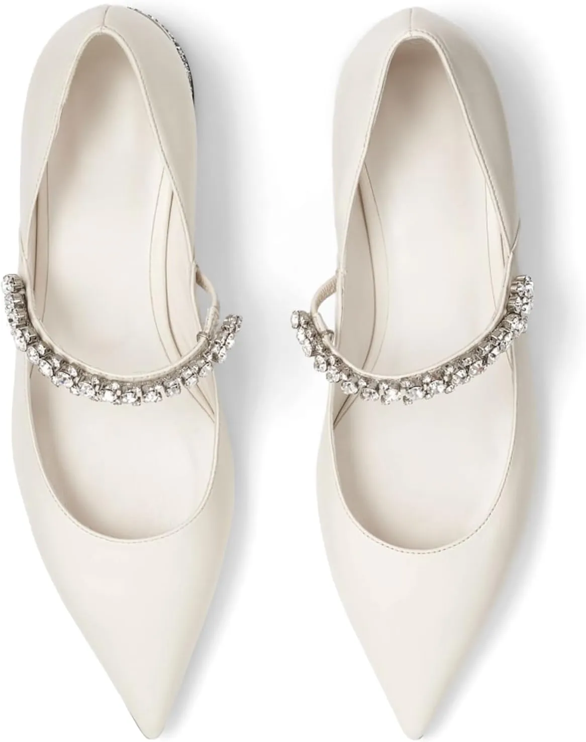 Women Rhinestone Low Heel Pumps Pointed Toe Block Heel Crystals Strap Flats Wedding Party Office Walking Dress Shoes