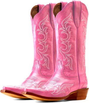 Women Vintage Western Boots Embroidered Knee High Cowboy Boots Chunky Stacked Heel Pointed-Square Toe Mid Calf Cowgirl Boots Metallic Matte Leather Pull On V Cut Fall Boot Exotic 4-11 M US