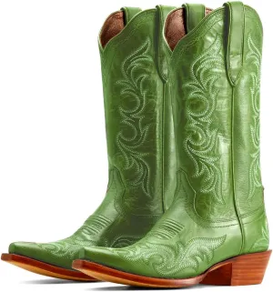 Women Vintage Western Boots Embroidered Knee High Cowboy Boots Chunky Stacked Heel Pointed-Square Toe Mid Calf Cowgirl Boots Metallic Matte Leather Pull On V Cut Fall Boot Exotic 4-11 M US