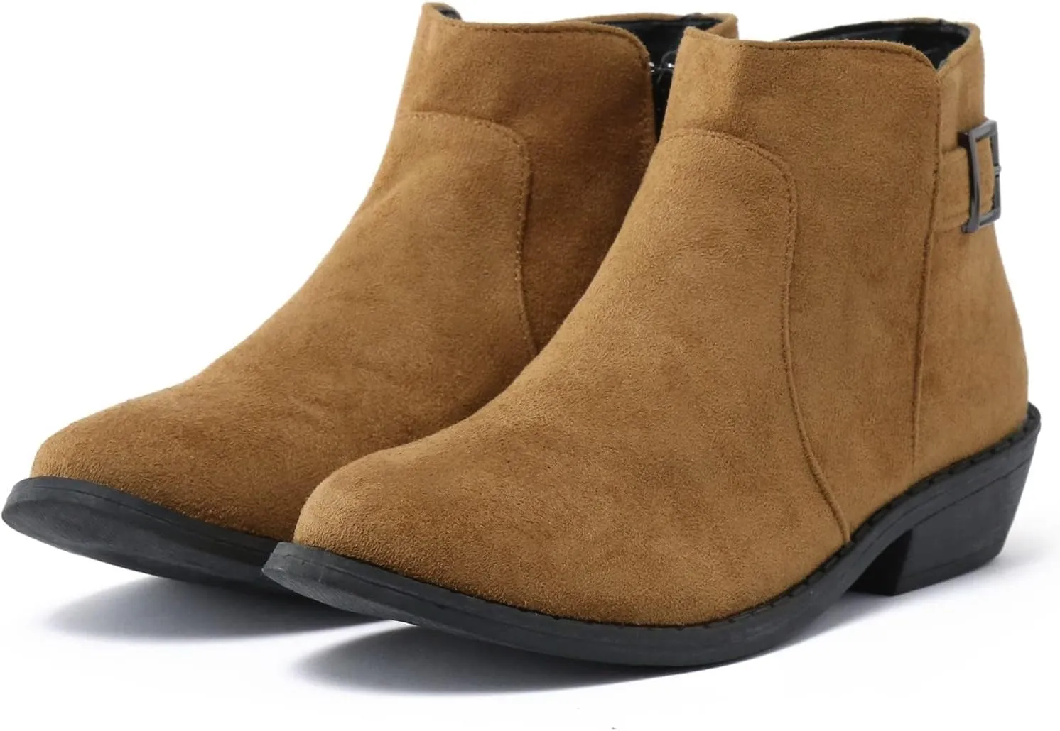 Women's Ankle Boots Low Stacked Chunky Heels Zipper Round Toe Slip on Chelsea Booties Winter Leopard Fashion Boots