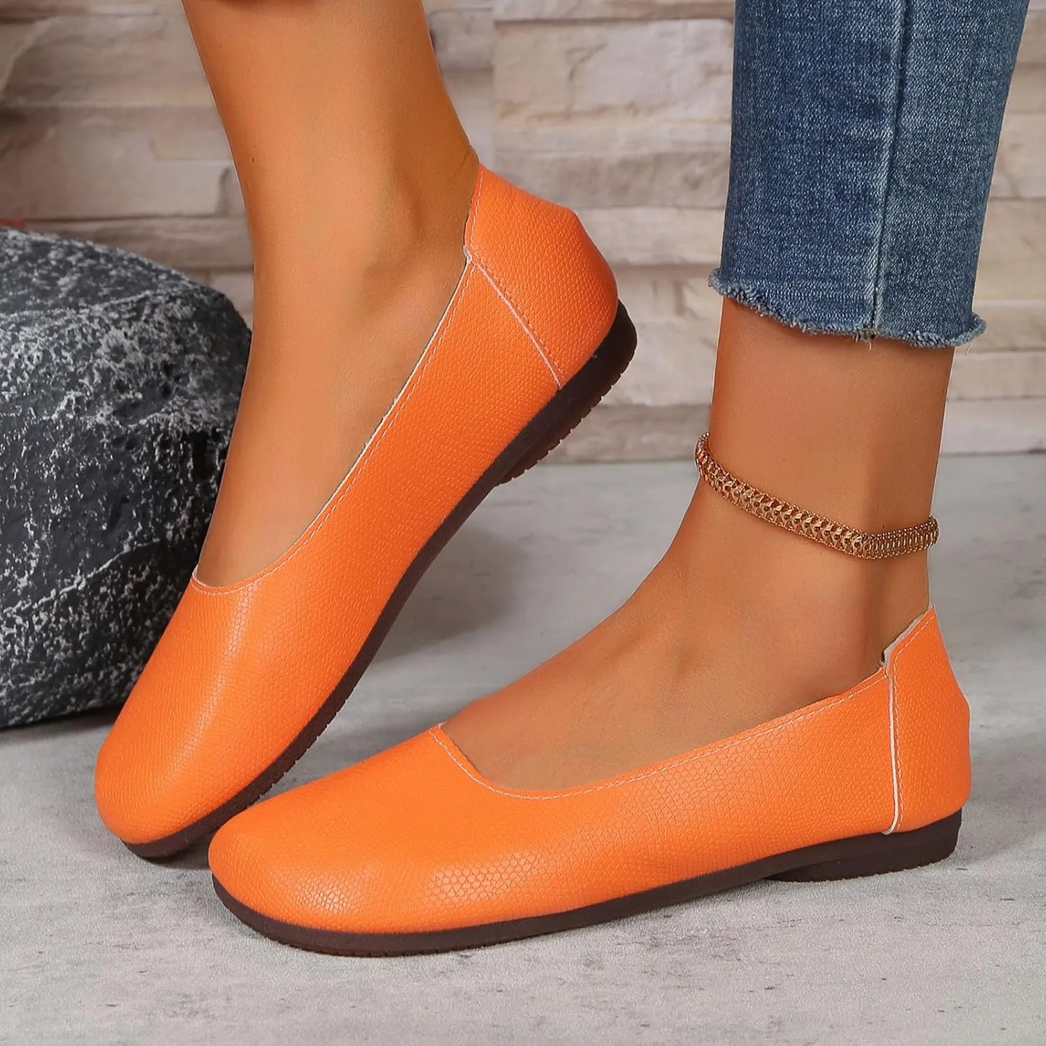 Women's Casual Loafers Cute Slip On Comfort Walking Flats Leather Driving Dress Shoes Fashion Closed Toe Boat Shoes