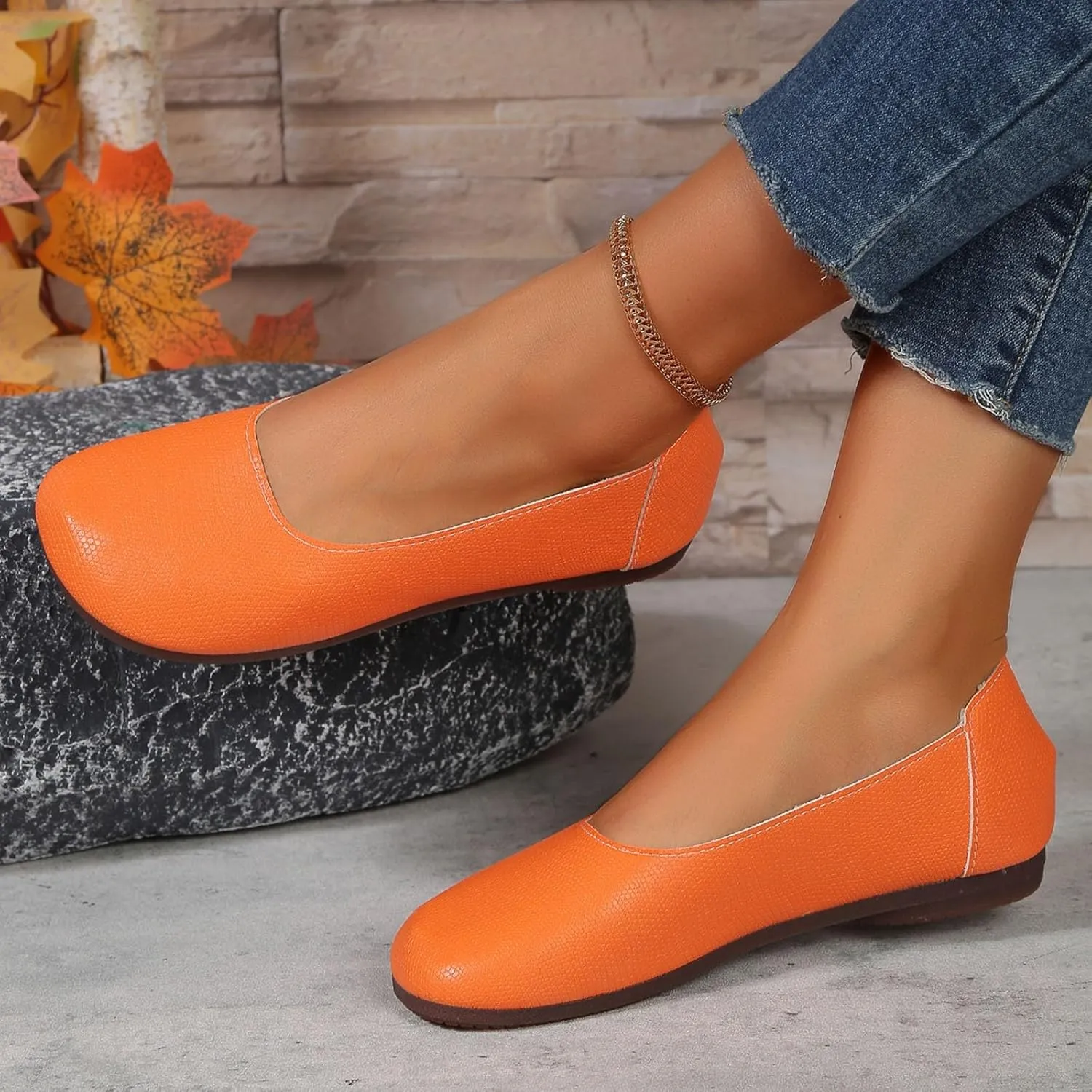 Women's Casual Loafers Cute Slip On Comfort Walking Flats Leather Driving Dress Shoes Fashion Closed Toe Boat Shoes