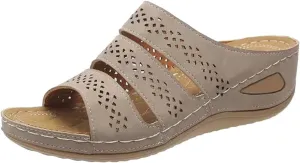 Women's Comfortable Open Toe Slip On Wedge Sandals for Summer Outdoor Walking Party and Leisure