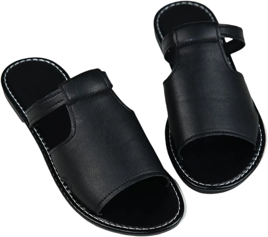 Women's Cut Out Slide Sandals, Trendy Faux Leather Flat Slide Sandals, Lightweight Slip On Outdoor Shoes
