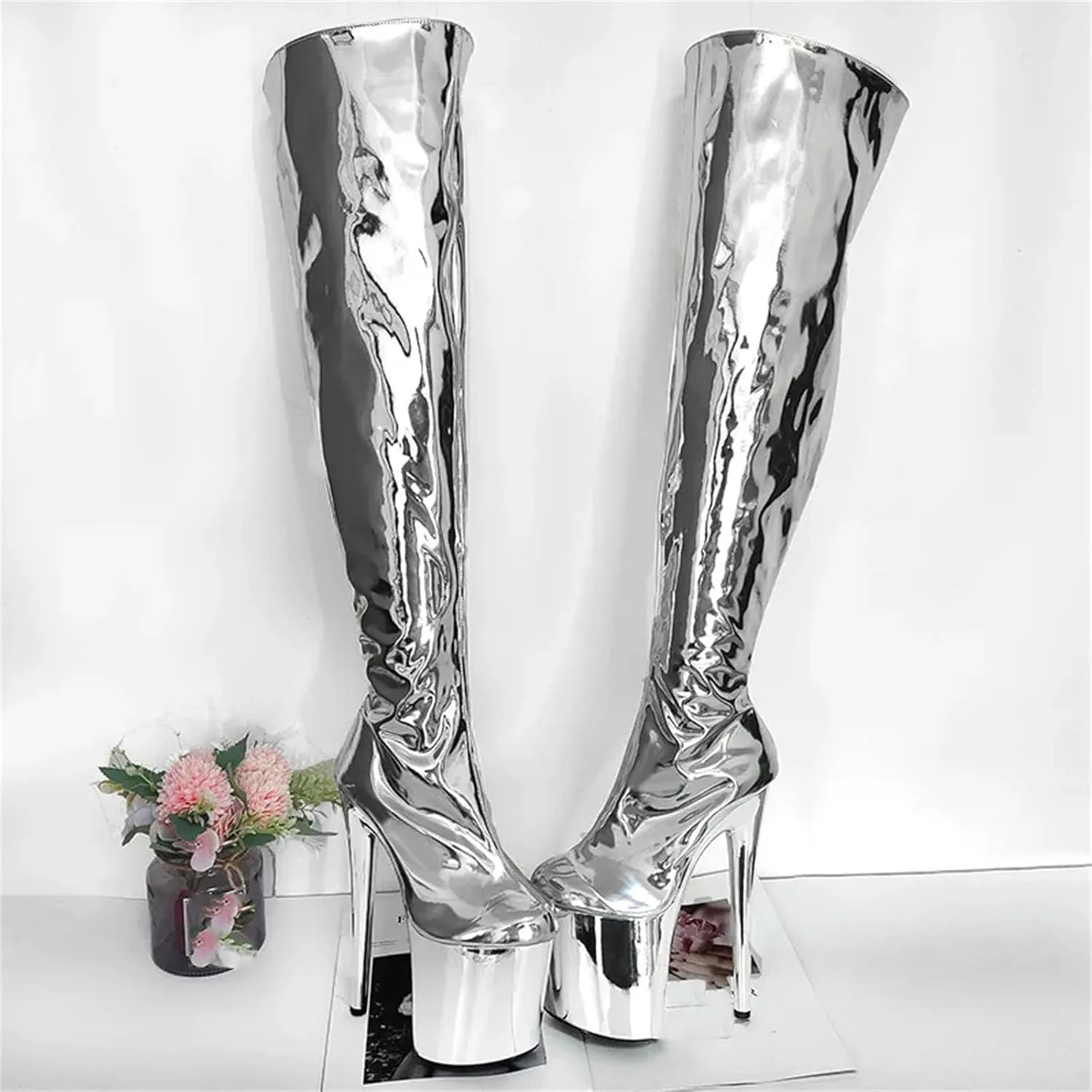 WomenS Electroplated Sole Over-The-Knee Boots High Heel Nightclub Shoes