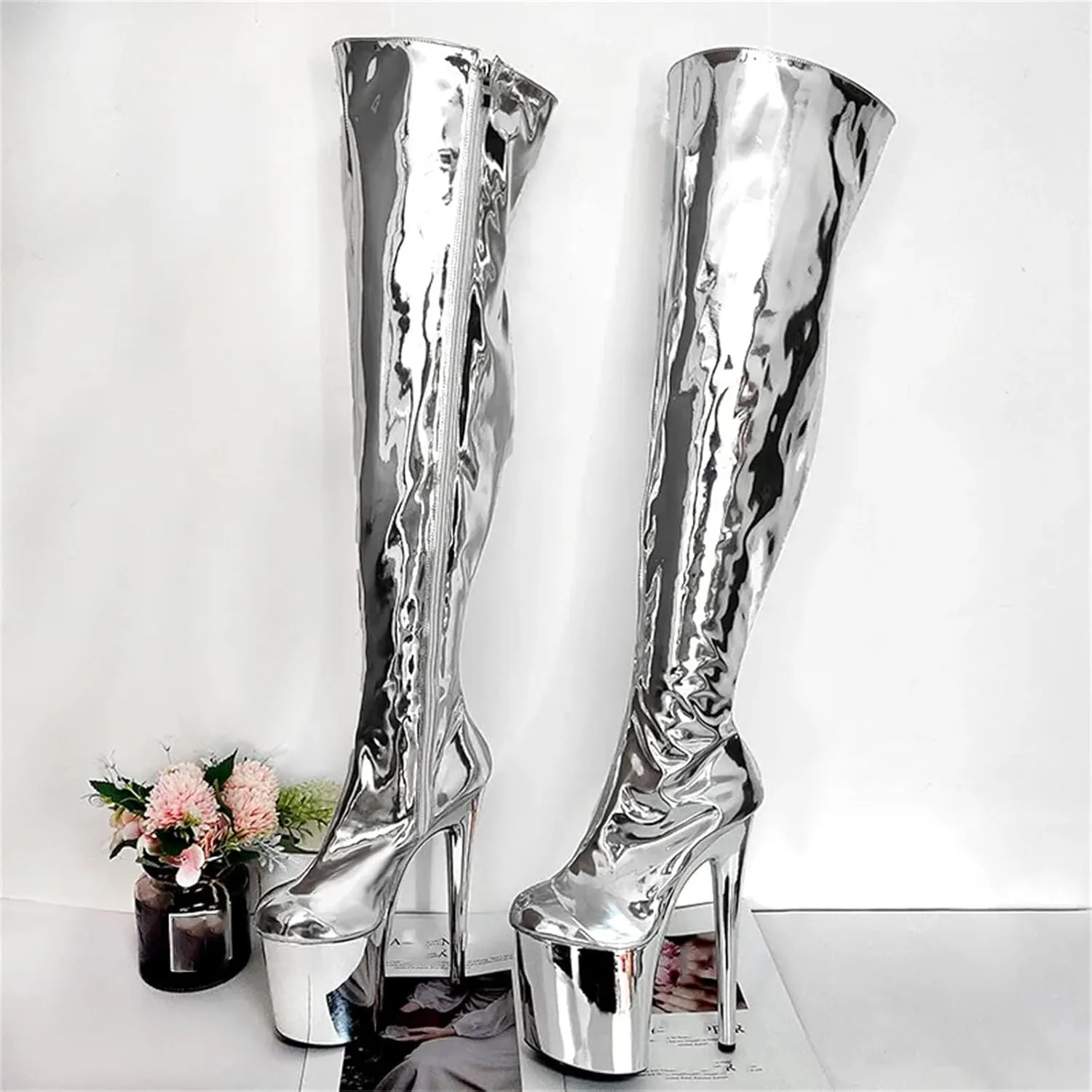 WomenS Electroplated Sole Over-The-Knee Boots High Heel Nightclub Shoes