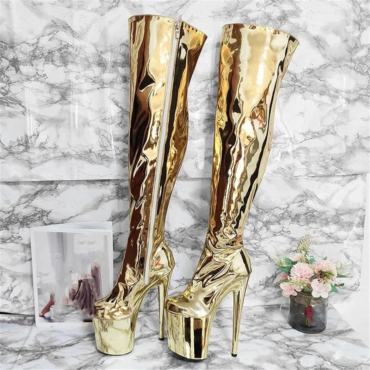 WomenS Electroplated Sole Over-The-Knee Boots High Heel Nightclub Shoes