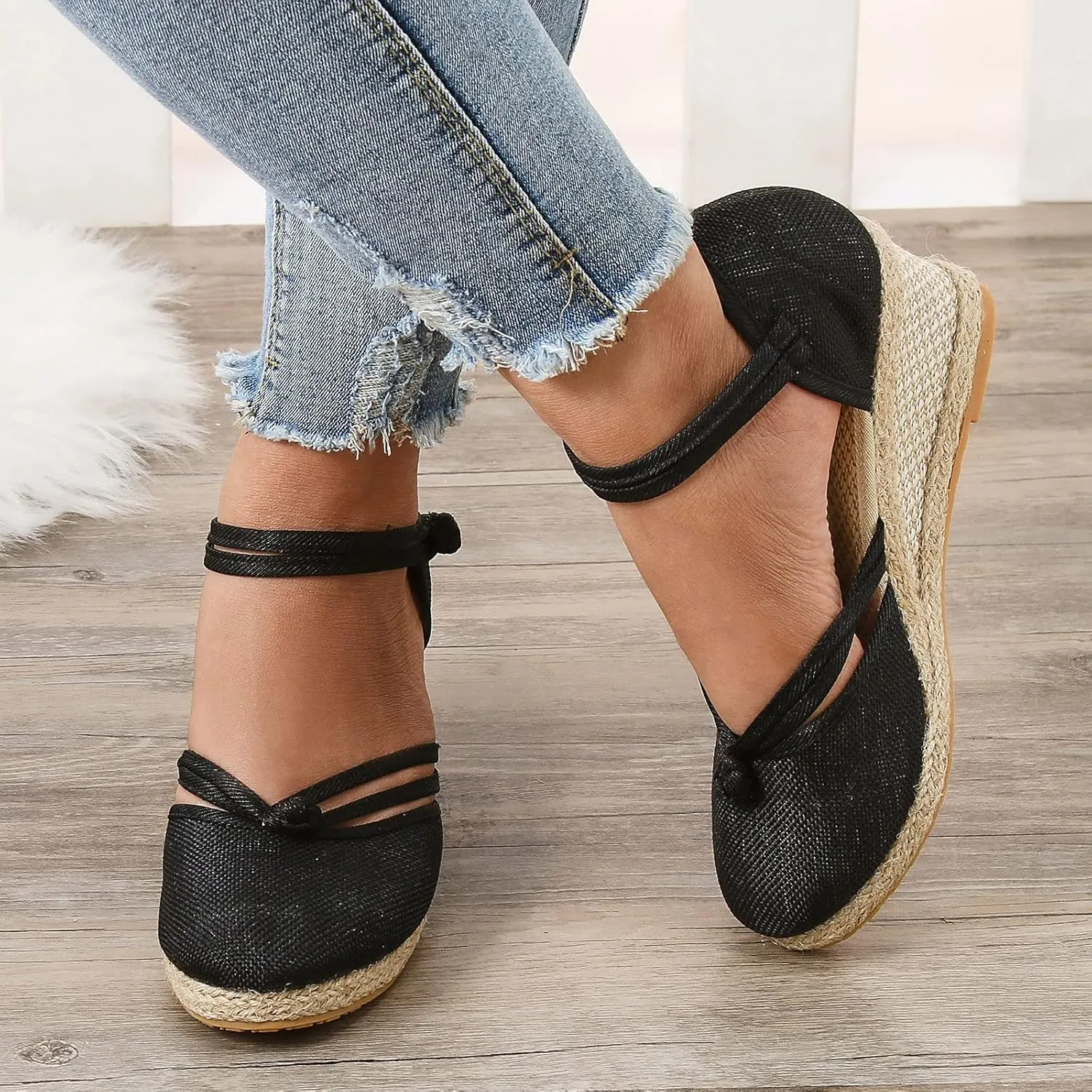 Womens Espadrille Wedges Sandals Closed Toe Platform Sandals Comfort Dressy Summer Sandals Ladies Outdoor Beach Shoes