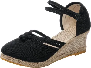 Womens Espadrille Wedges Sandals Closed Toe Platform Sandals Comfort Dressy Summer Sandals Ladies Outdoor Beach Shoes