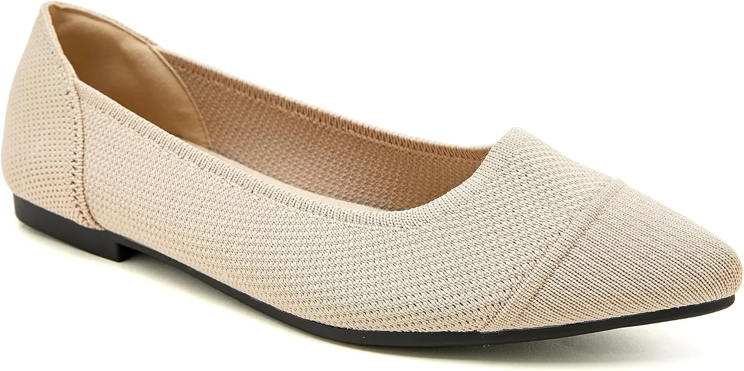Women's Flats Shoes Knit Pointed Toe Ballet Flats Comfortable Dressy Washable Ballerina Flat