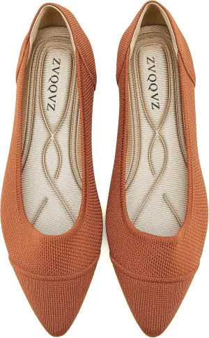 Women's Flats Shoes Knit Pointed Toe Ballet Flats Comfortable Dressy Washable Ballerina Flat