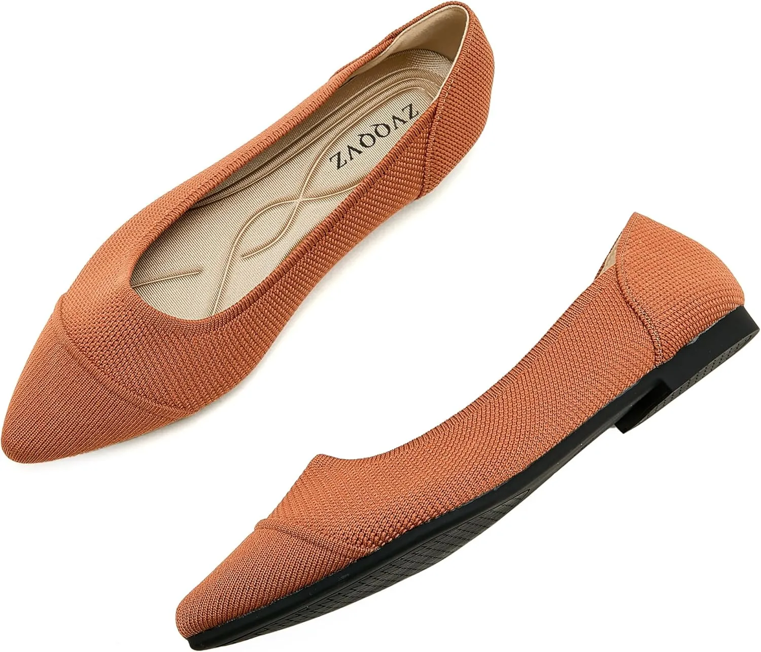 Women's Flats Shoes Knit Pointed Toe Ballet Flats Comfortable Dressy Washable Ballerina Flat