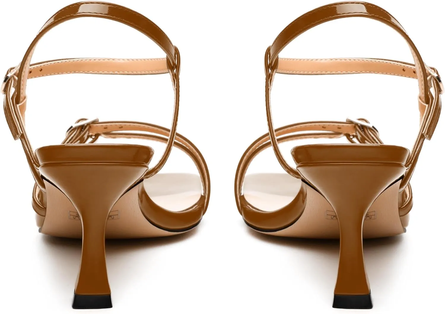Women's Heeled Sandals, Square Open Toe Strappy Kitten Heels Ankle Strap Dress Sandals for Women