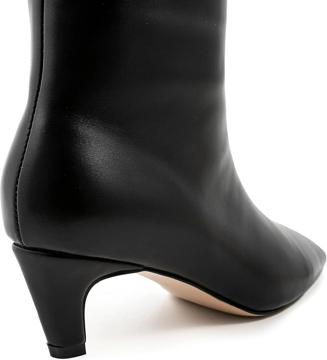 Women's Knee High Square Toe Kitten Heels Tall Leather Rubber Sole Pull On Boots