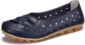 Women's Leather Loafers Flats Sandals Slip-On