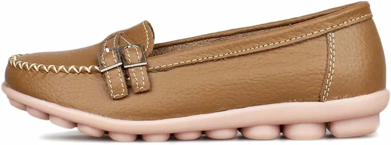 Women's Leather Loafers Moccasin Shoes Slip On