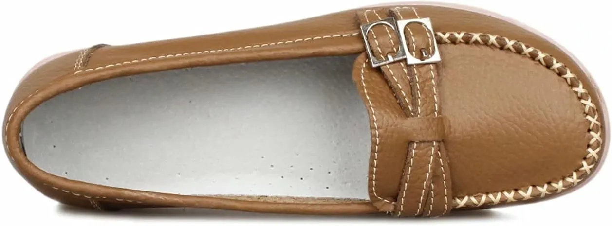Women's Leather Loafers Moccasin Shoes Slip On