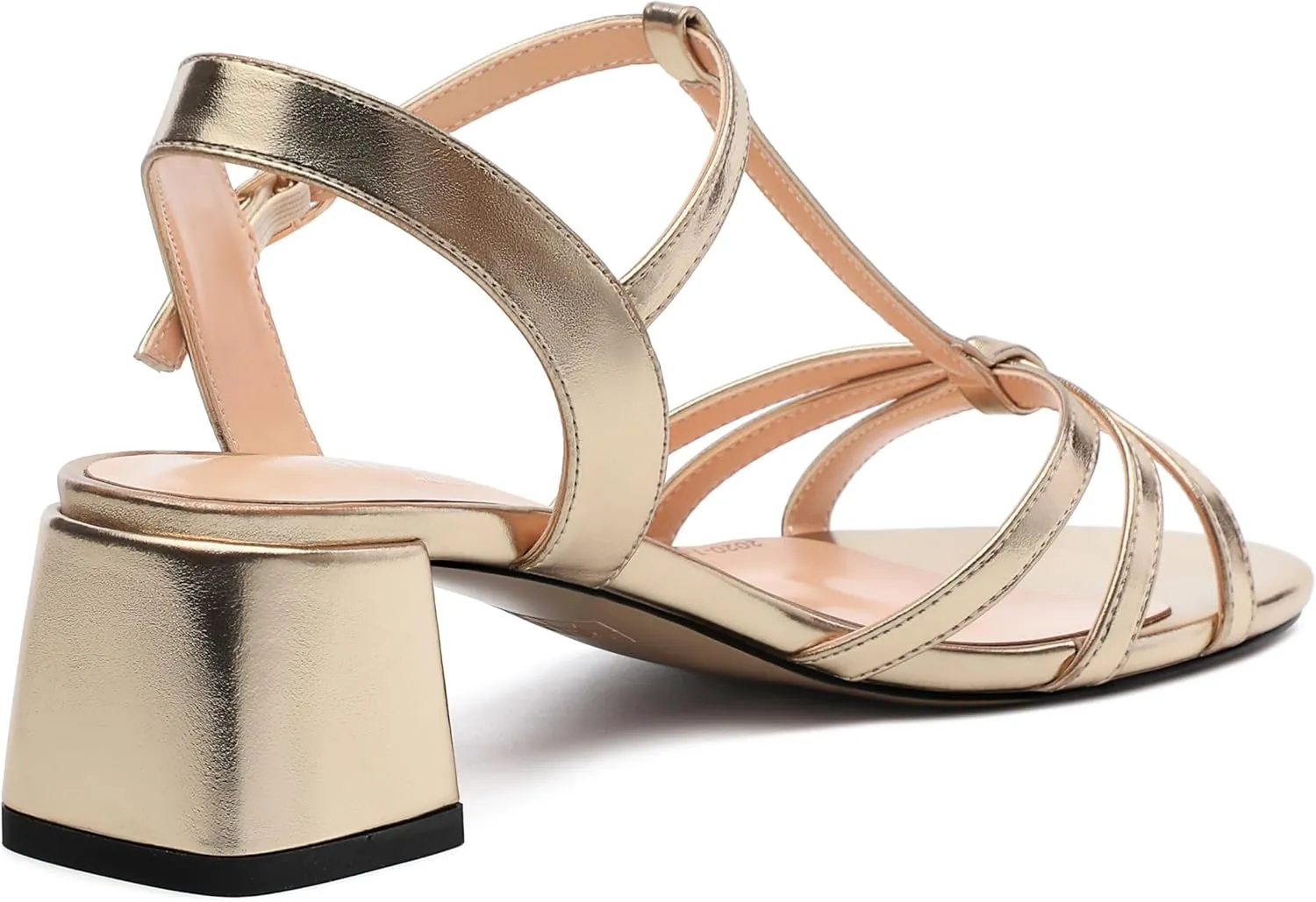 Womens Sandals, Open Toe Low Block Heel T-strap Sandals for Women, Round Peep Toe Ankle Strap Sandals with Buckle, Comfort Women Sandals 2"