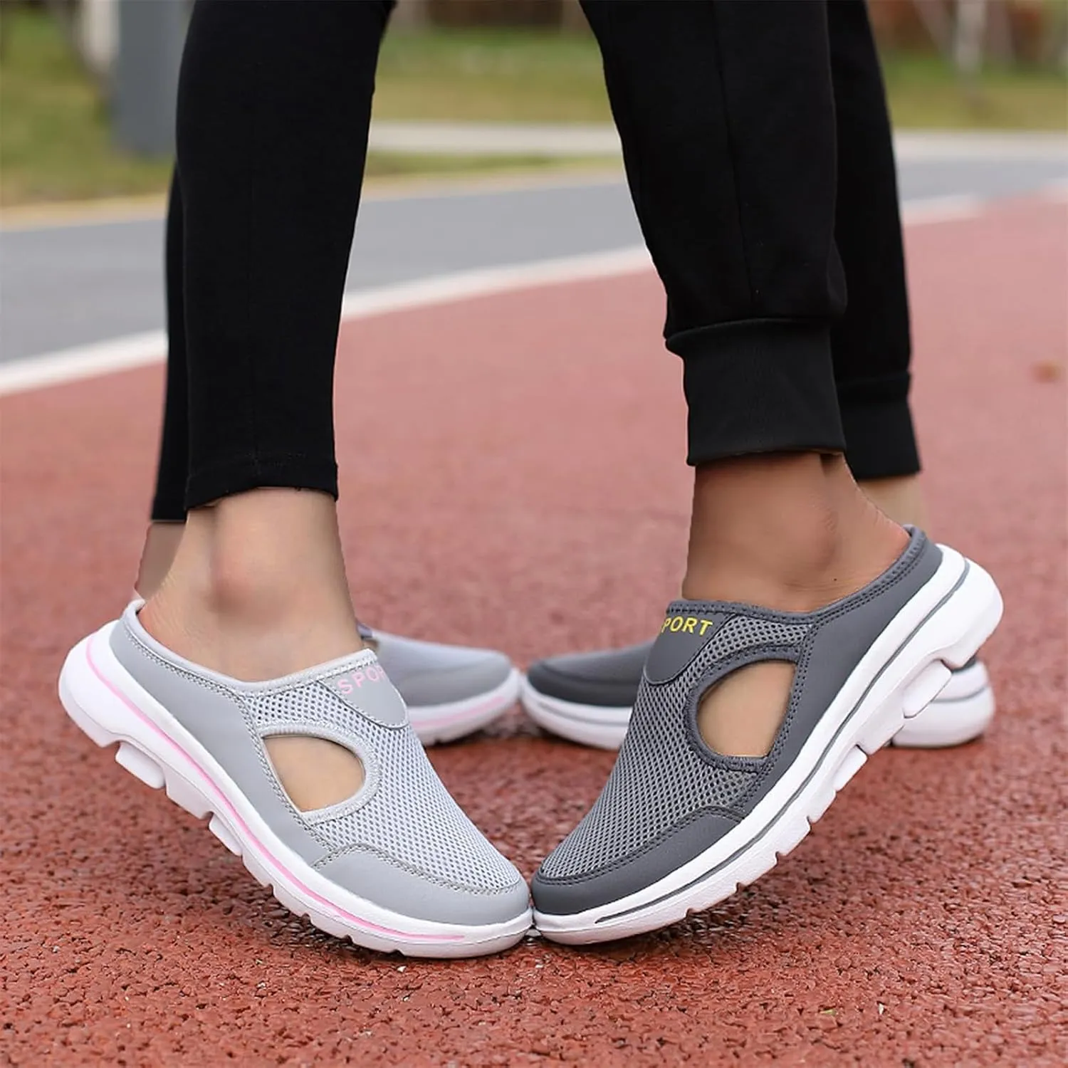 Womens Slip On Mules Closed Toe Comfortable Mules Breathable Clogs for Women Ladies Casual Sneakers Sports Slippers Outdoor Walking Shoes Open Back Comfy Shoes Summer Vacation Sandals