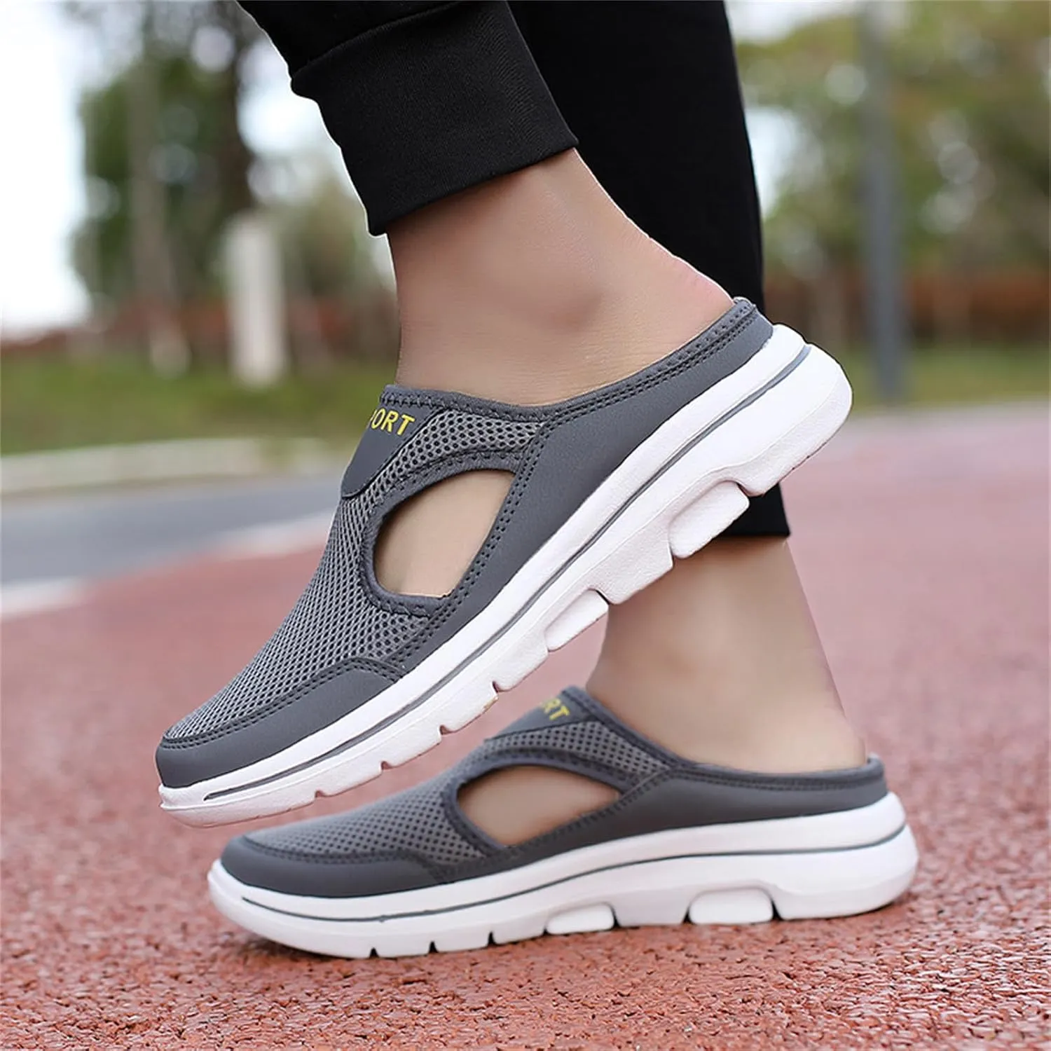 Womens Slip On Mules Closed Toe Comfortable Mules Breathable Clogs for Women Ladies Casual Sneakers Sports Slippers Outdoor Walking Shoes Open Back Comfy Shoes Summer Vacation Sandals