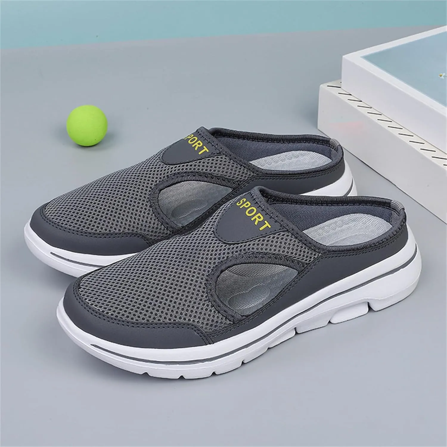 Womens Slip On Mules Closed Toe Comfortable Mules Breathable Clogs for Women Ladies Casual Sneakers Sports Slippers Outdoor Walking Shoes Open Back Comfy Shoes Summer Vacation Sandals