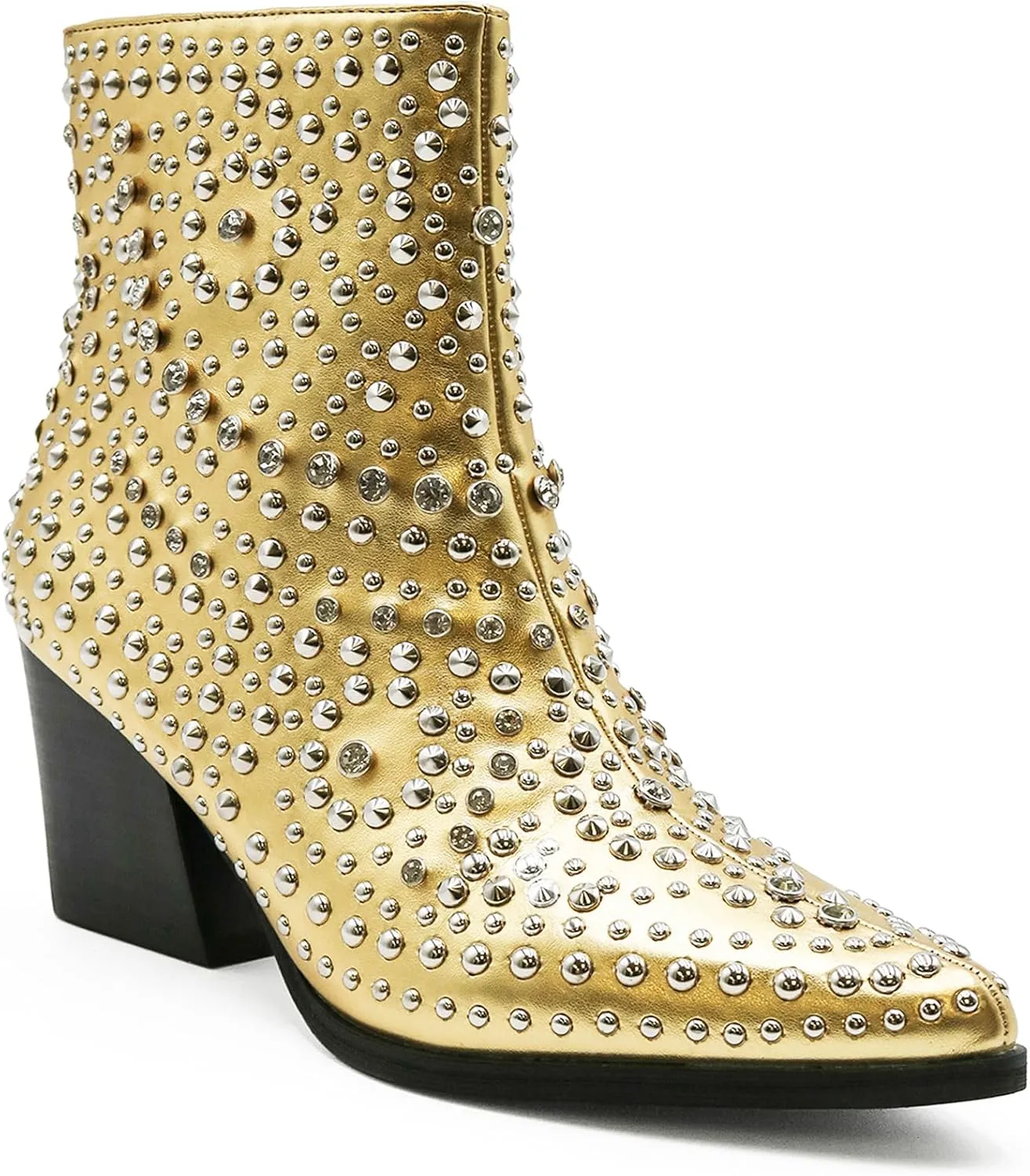 Women's Studded Ankle Boots Western Rhinestones Booties Cowgirl Boots Pointed Toe Boots Cowboy Boots
