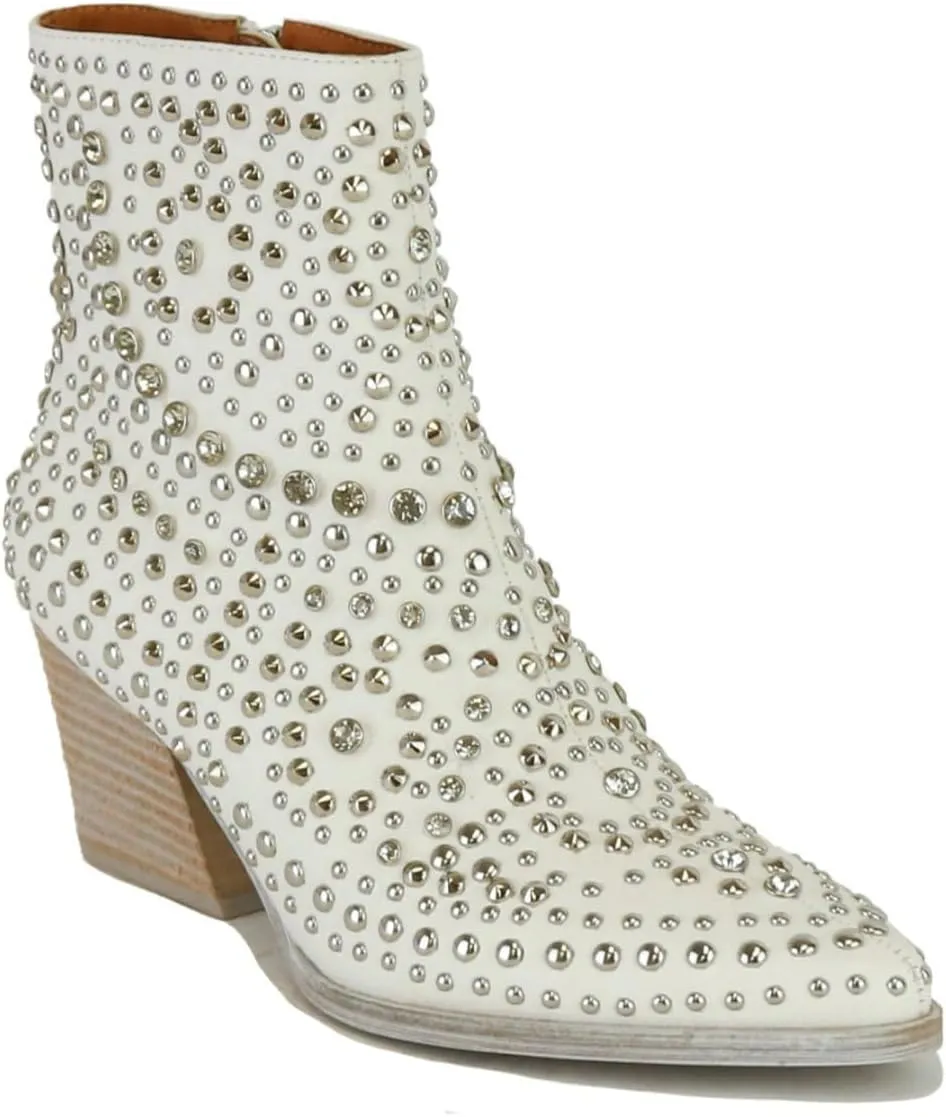 Women's Studded Ankle Boots Western Rhinestones Booties Cowgirl Boots Pointed Toe Boots Cowboy Boots
