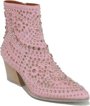 Women's Studded Ankle Boots Western Rhinestones Booties Cowgirl Boots Pointed Toe Boots Cowboy Boots