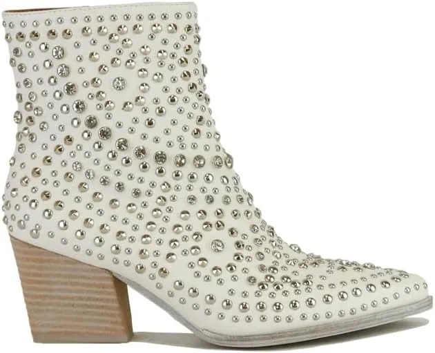 Women's Studded Ankle Boots Western Rhinestones Booties Cowgirl Boots Pointed Toe Boots Cowboy Boots