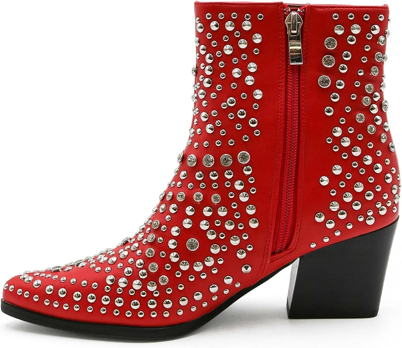 Women's Studded Ankle Boots Western Rhinestones Booties Cowgirl Boots Pointed Toe Boots Cowboy Boots