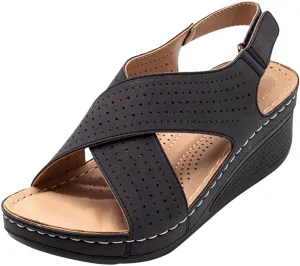 Womens Wide Orthopedic Sandals with Foot Support for Comfortable Walking Arch Supported Design Edge Dressy Low Flops Wedge Slip on Platform Heel Support Casual Summer Shoes 2025 Flip