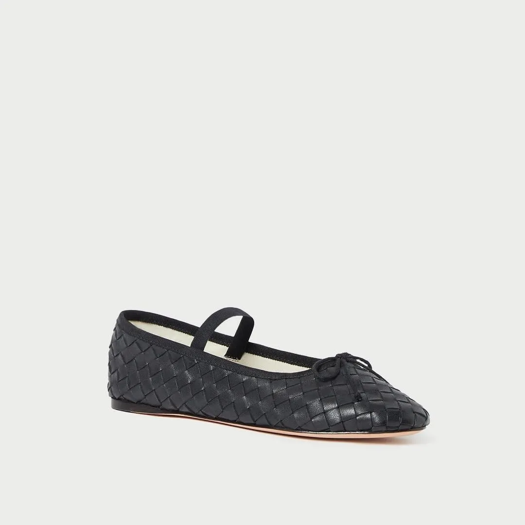 Womens Woven Ballet Flats with Bow Round Toe Slip on Mary Jane Flats Ladies Fashion Elastic Strap Ballerina Shoes