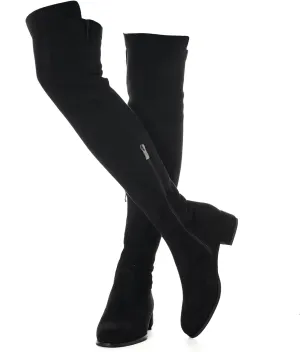 YANWENFANG Women Thigh High Over The Knee Boots Stretch Suede Flat heel