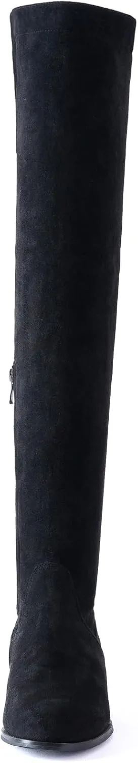 YANWENFANG Women Thigh High Over The Knee Boots Stretch Suede Flat heel