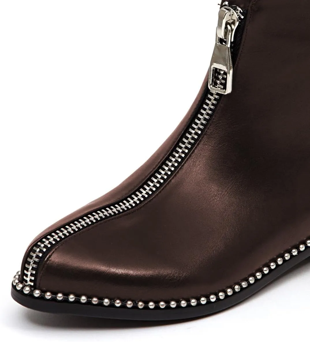 Zszszsu Women's Chic Studded Ankle Boots Chunky Low Heels Fashion Zip Up Boots Daily Outfit Fall Winter Booties Shoes Size 4-16 US
