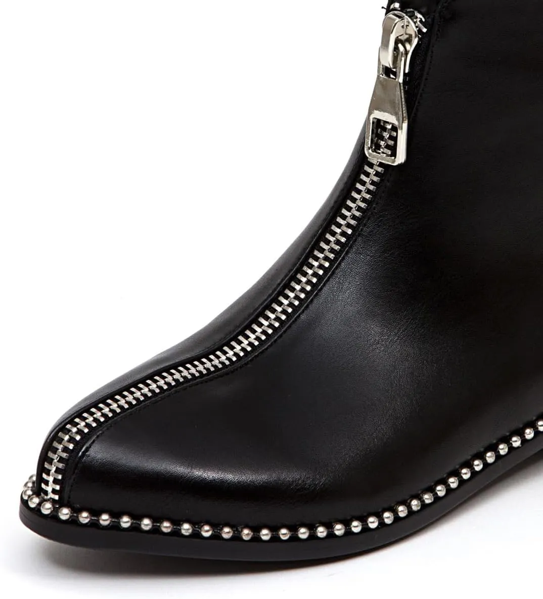 Zszszsu Women's Chic Studded Ankle Boots Chunky Low Heels Fashion Zip Up Boots Daily Outfit Fall Winter Booties Shoes Size 4-16 US