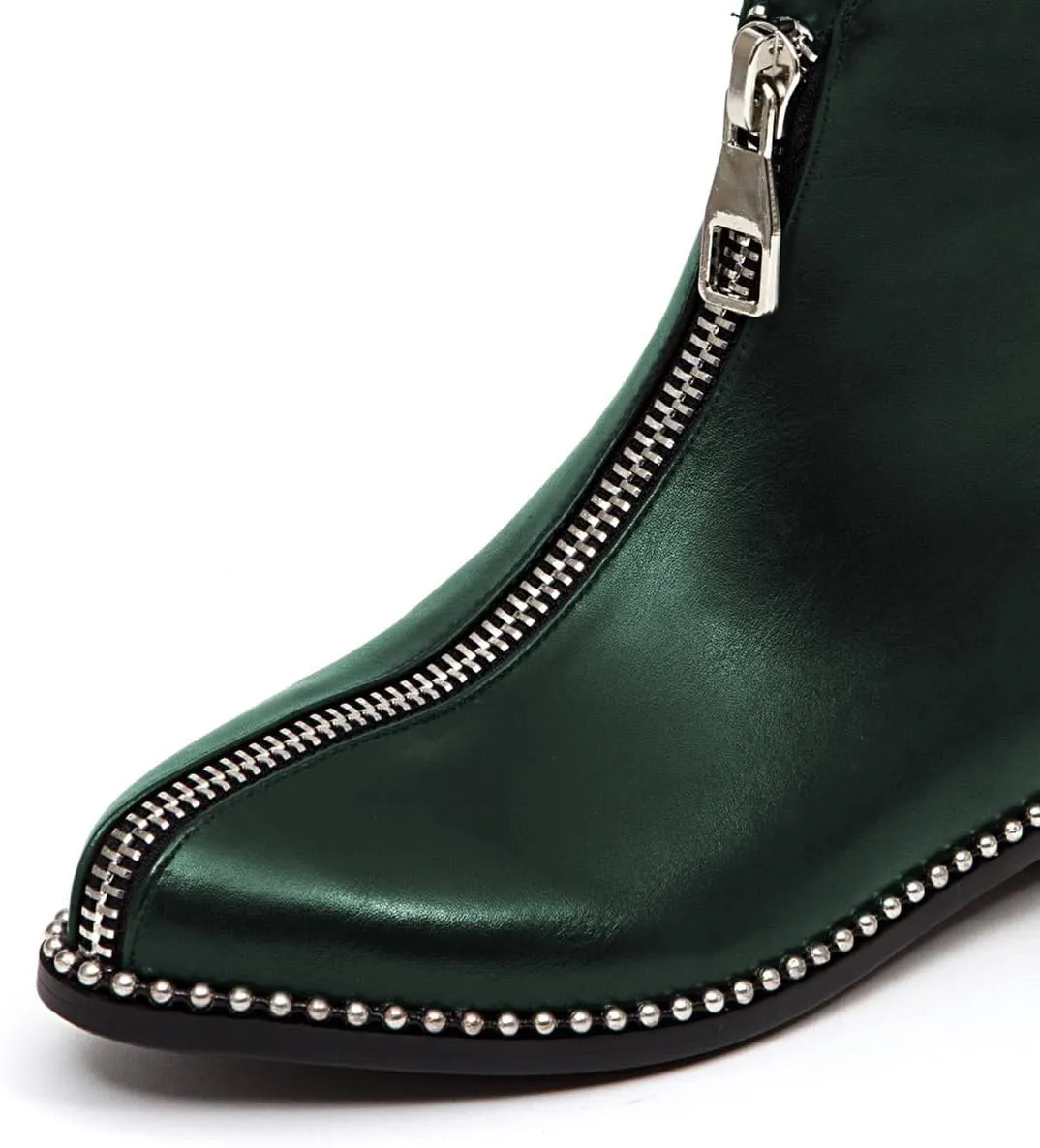 Zszszsu Women's Chic Studded Ankle Boots Chunky Low Heels Fashion Zip Up Boots Daily Outfit Fall Winter Booties Shoes Size 4-16 US