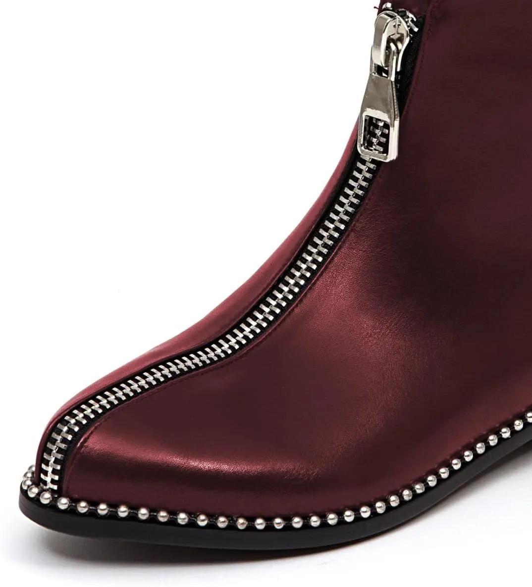 Zszszsu Women's Chic Studded Ankle Boots Chunky Low Heels Fashion Zip Up Boots Daily Outfit Fall Winter Booties Shoes Size 4-16 US