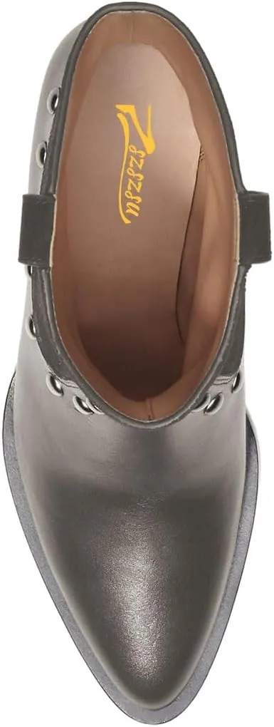 Zszszsu Women's Rivet Studded Ankle Boots Chunky Block Mid Heel Booties Wide Calf Cowboy Casual Pull on Shoes Size 4-16 US